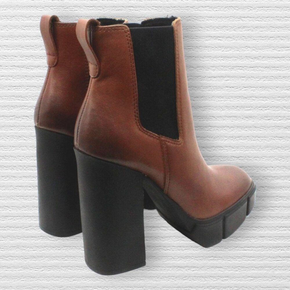 Steve Madden Women's Revised Leather Platform Chelsea Boots - Brown, Size 5 - Picture 4 of 8